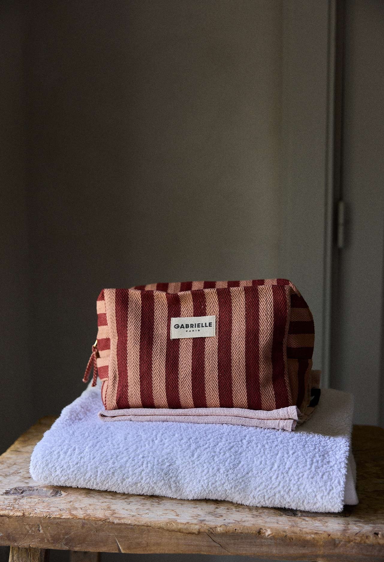 Trousse de toilette coton épais rayures