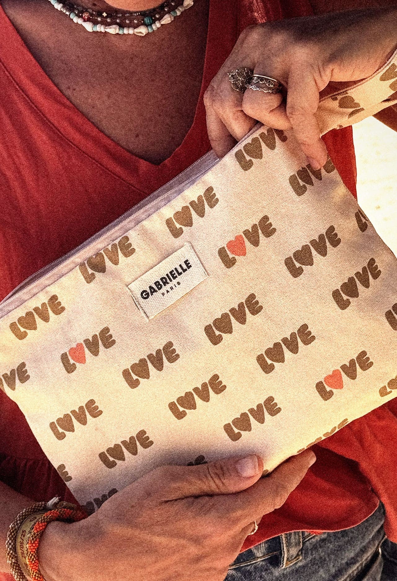 Pochette coton motif Love