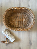 Panier ovale en osier à bordure tressée
