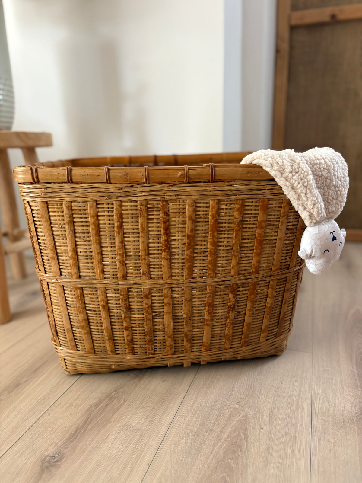Grand panier de rangement tressé en bambou