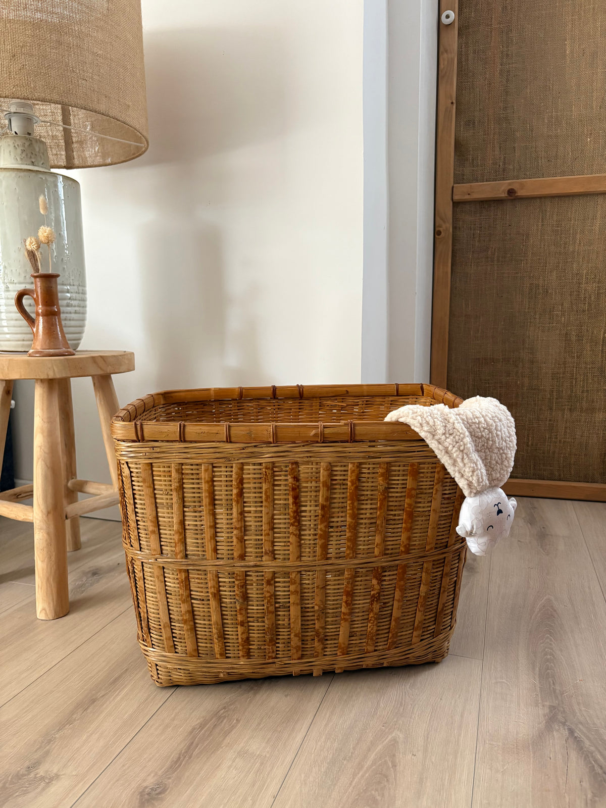Grand panier de rangement tressé en bambou