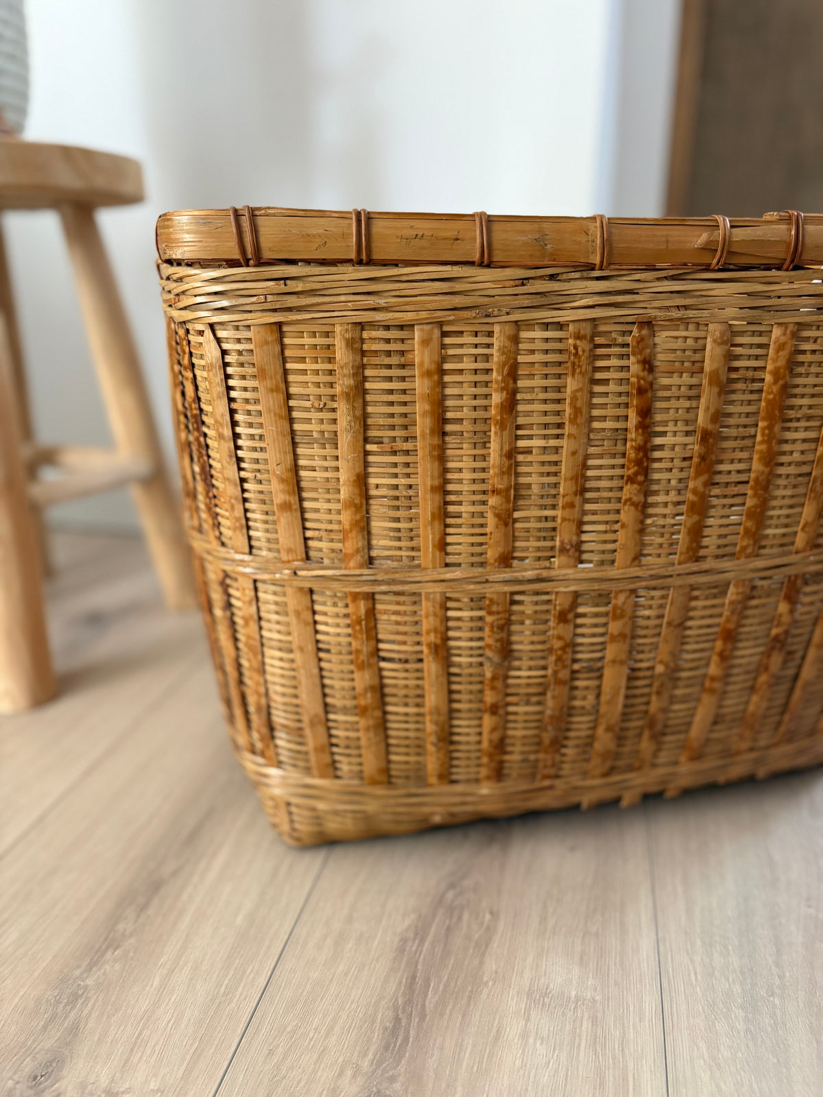 Grand panier de rangement tressé en bambou