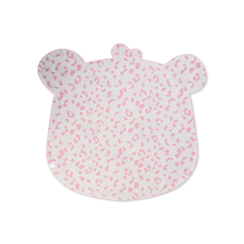 Serviette de plage microfibre léopard camel et rose
