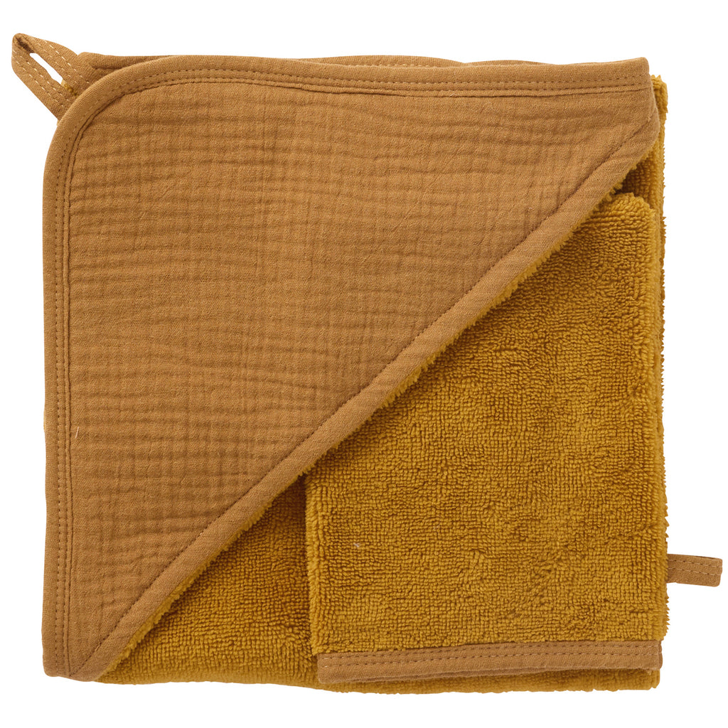 Cape de bain et gant gaze de coton