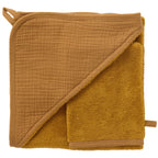 Cape de bain et gant gaze de coton