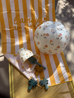 Serviette de plage microfibre Soleil Rayures jaunes