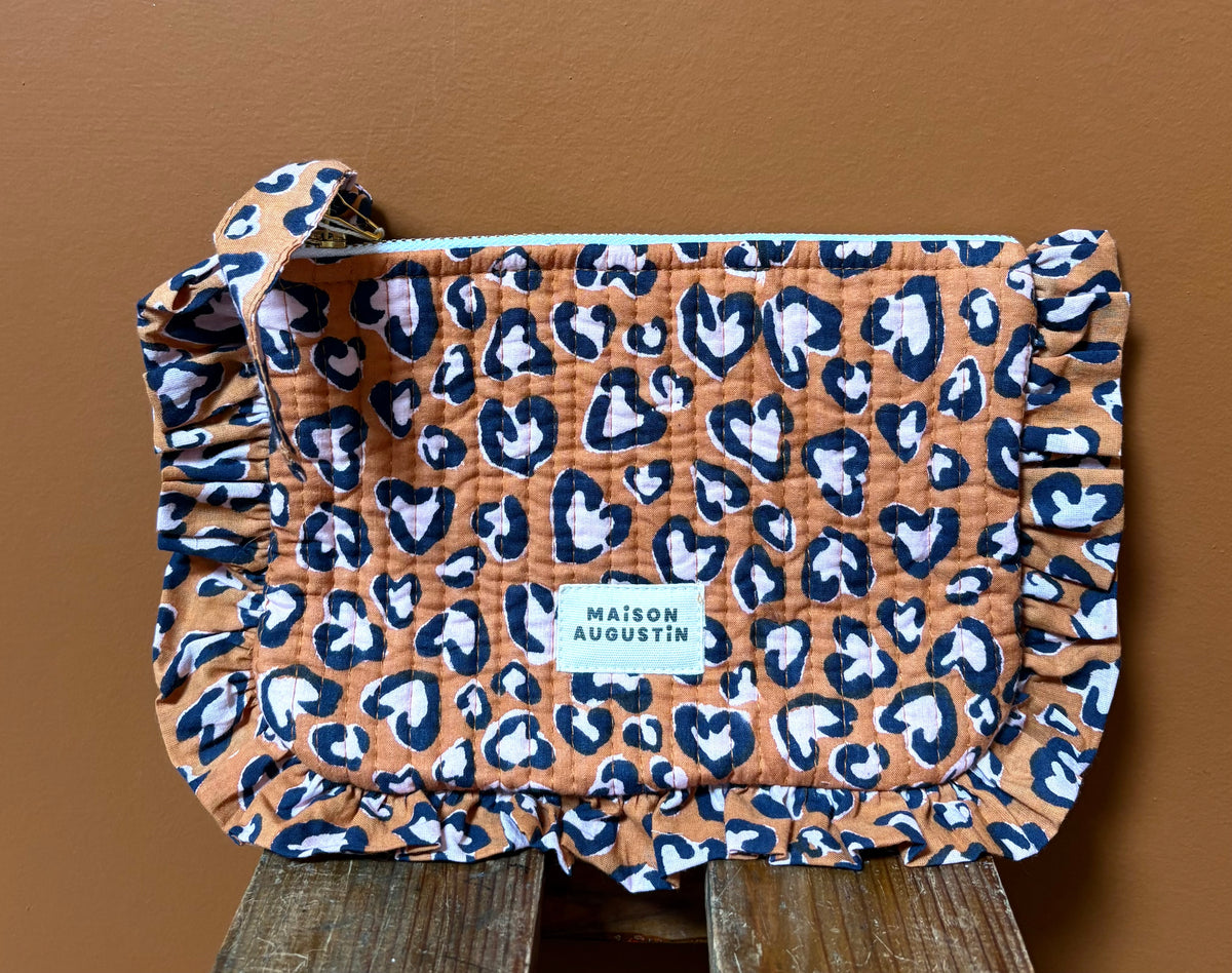 Petite pochette léopard camel maison Augustin zippée