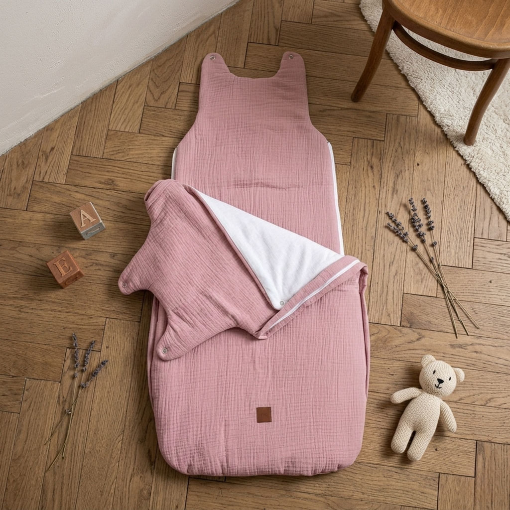 Gigoteuse épaisse en mousseline de coton bio Rose