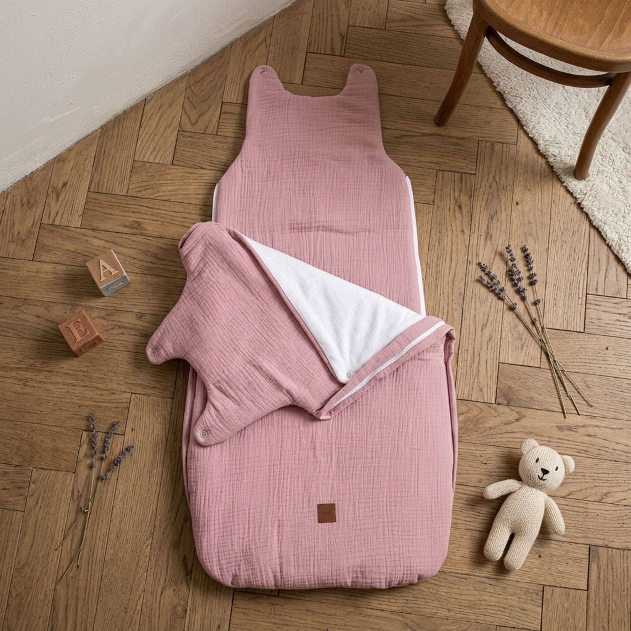 Gigoteuse épaisse en mousseline de coton bio Rose