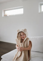 Poncho de bain ours beige