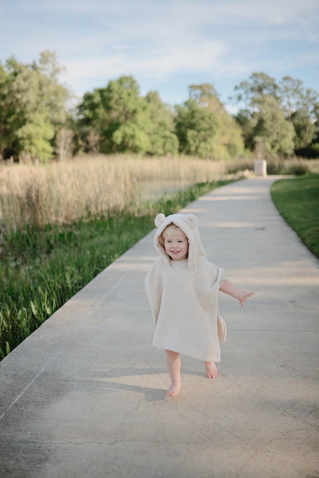 Poncho de bain ours beige