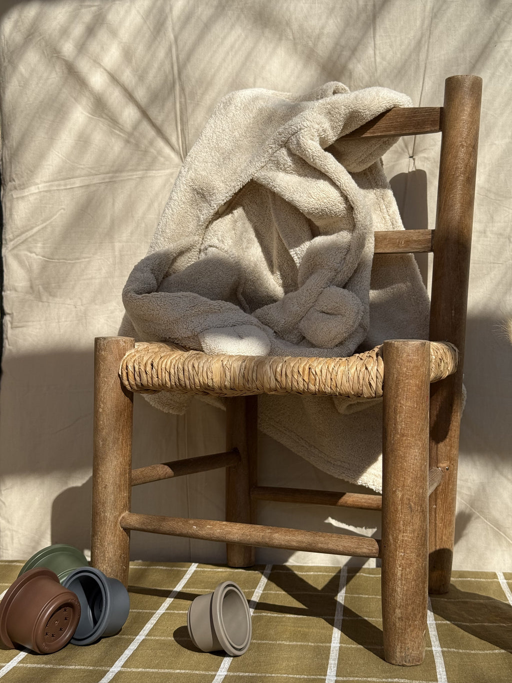 Poncho de bain ours beige