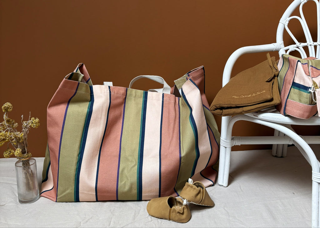 Trousse de toilette coton à rayures