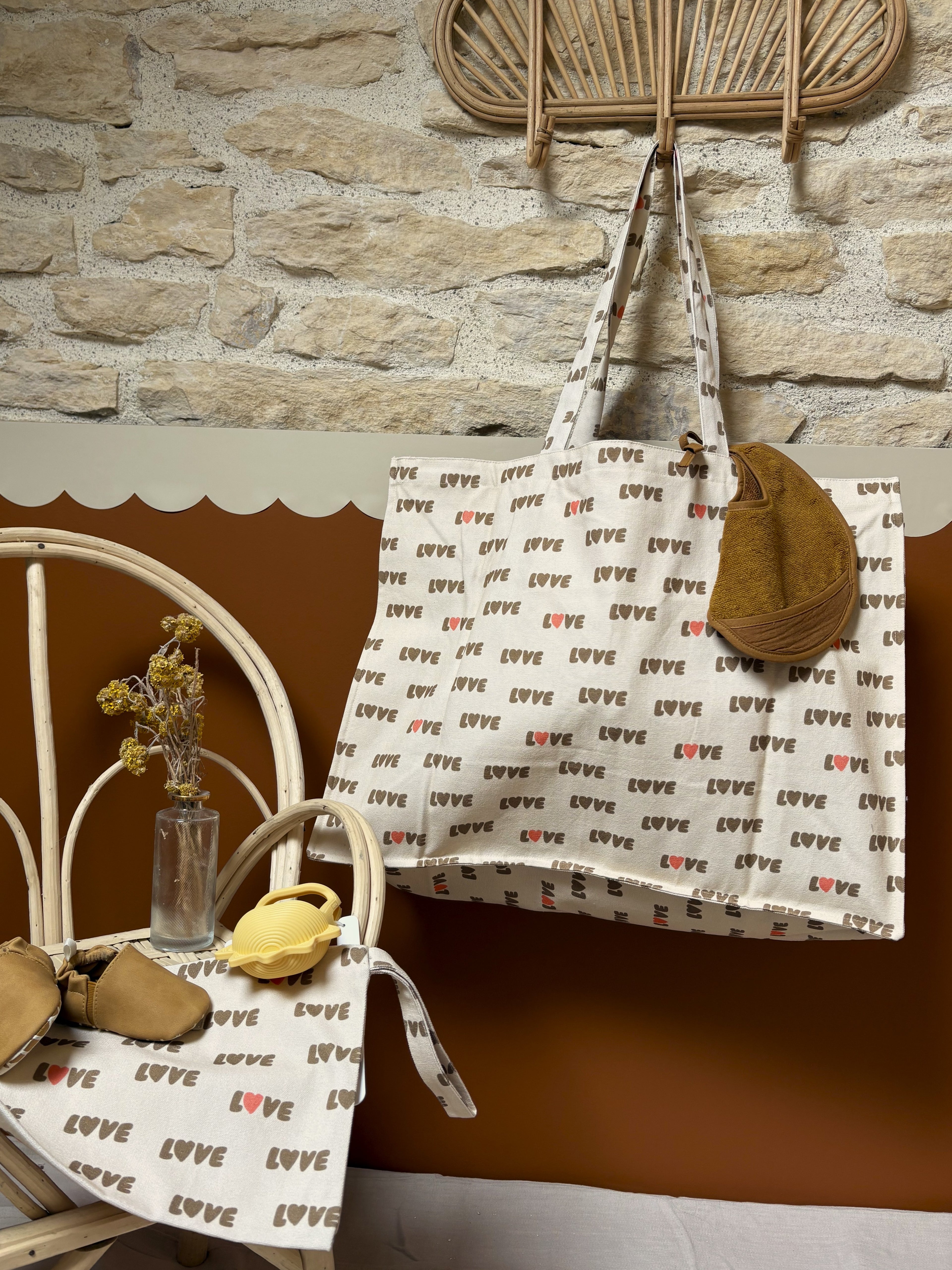 Pochette coton motif Love