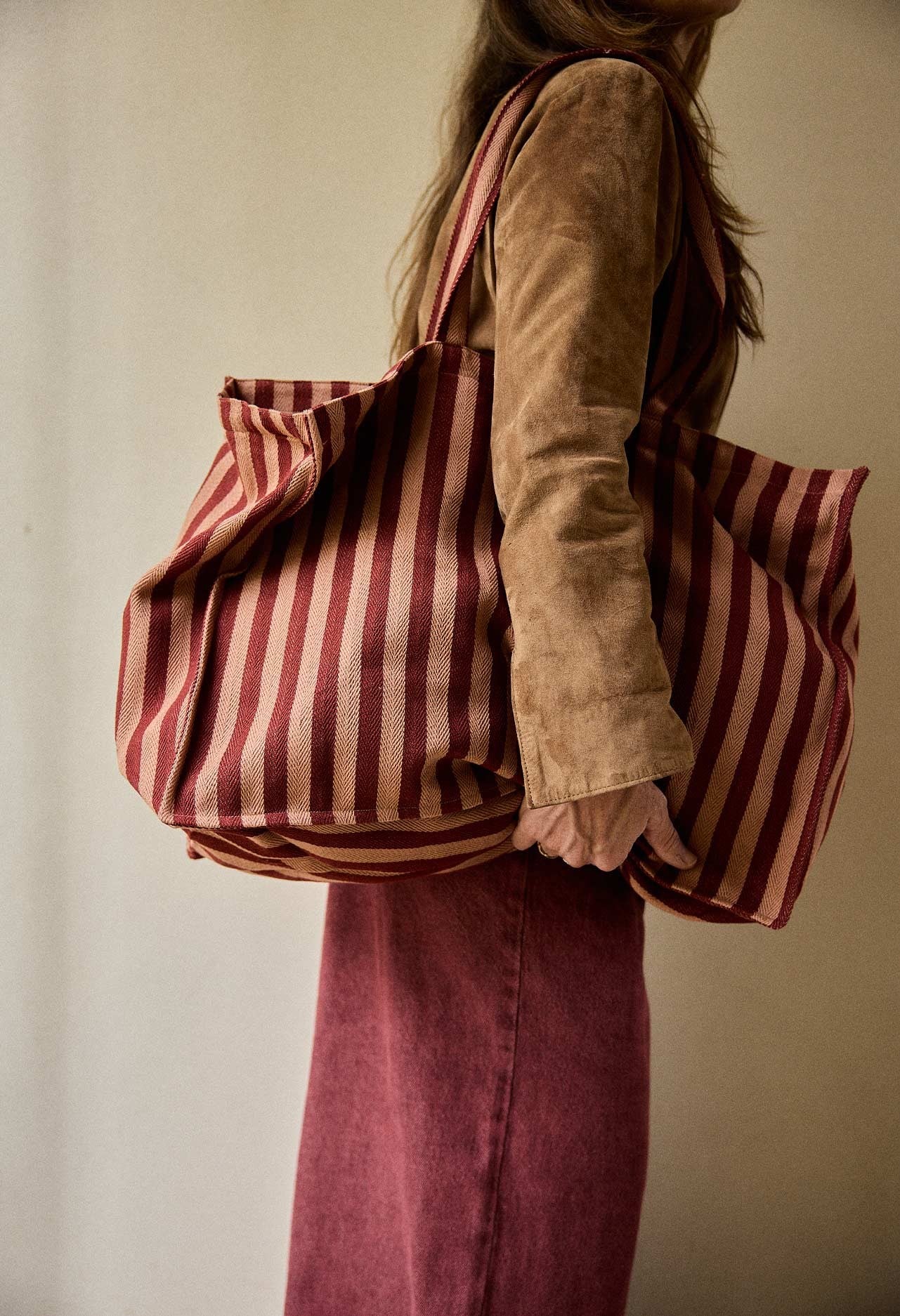 Sac week-end maternité coton épais rayures