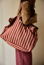 Sac week-end maternité coton épais rayures