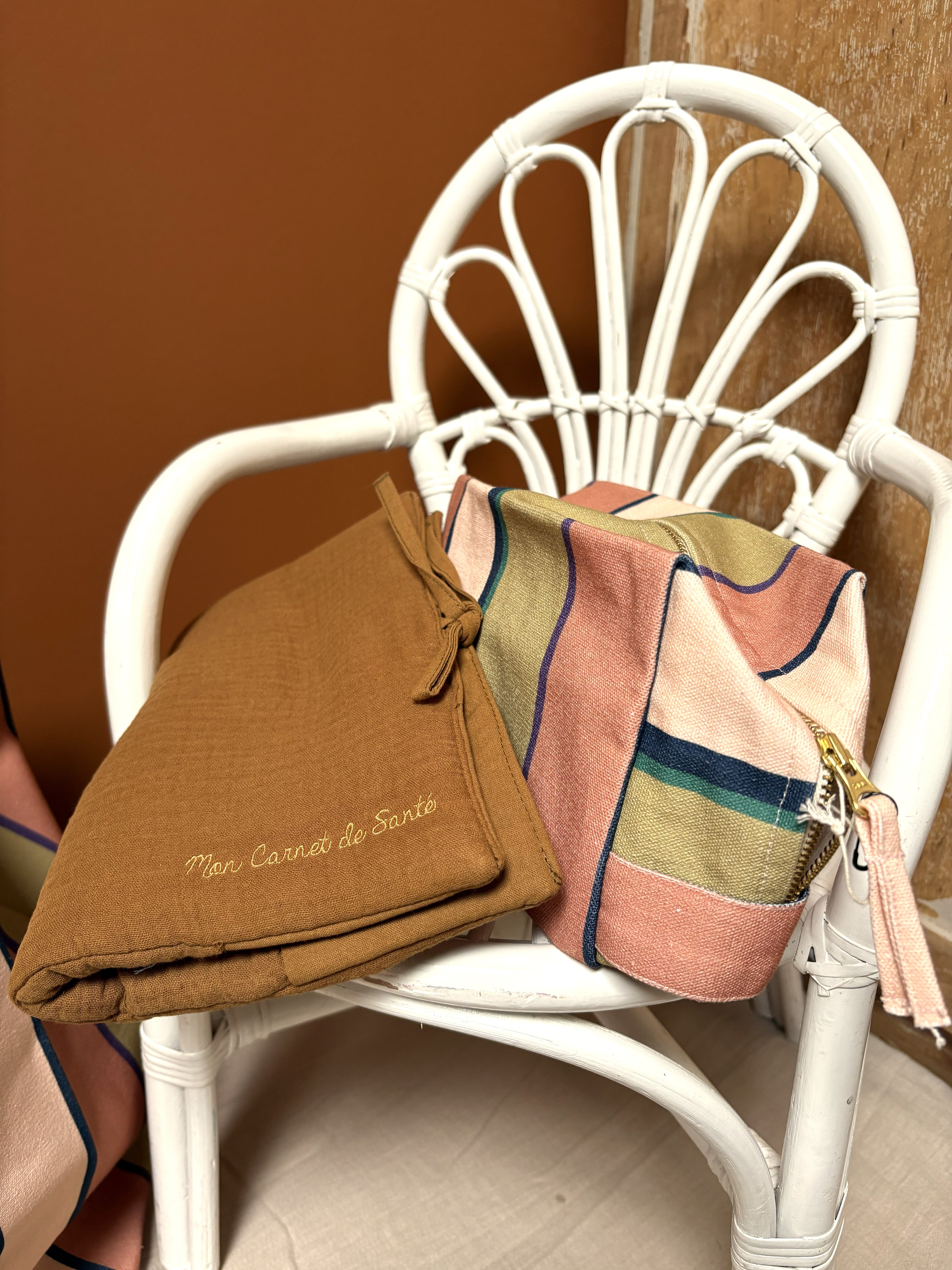 Trousse de toilette coton à rayures